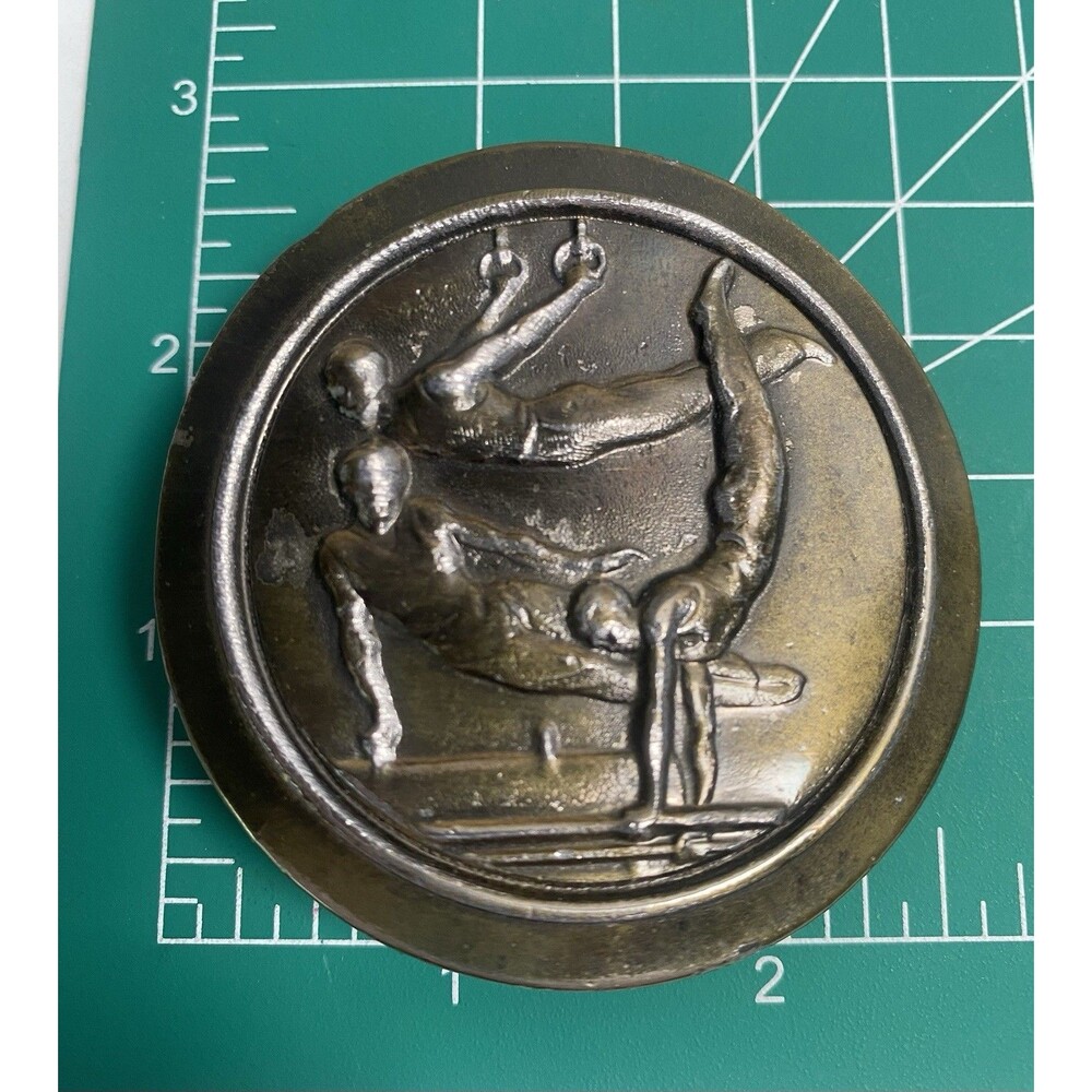 Vintage Gymnastics Belt Buckle Ltd Edition Brass 1977 Serial Number 793 - Picture 5 of 5